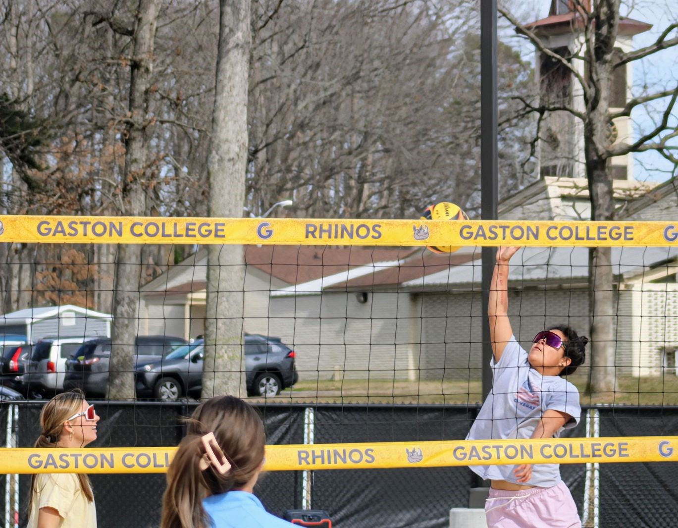 Gaston College Valentina Rodriguez during a recent practice session picked up a win in the Rhinos' first victory of the season with her Pair No. 1 partner Cristina Rotola