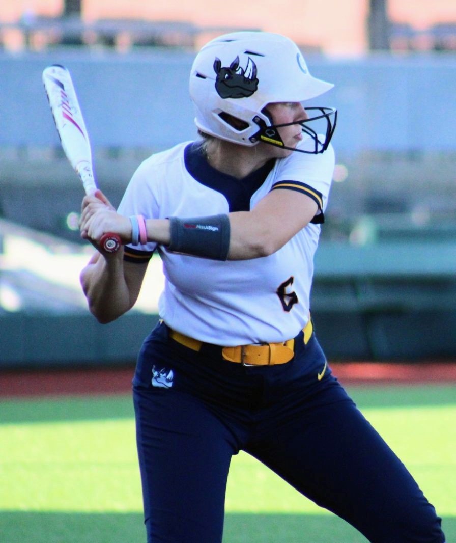 Gaston College's Grace Kealy had a big home run in the Rhinos' comeback rally in Friday's doubleheader split at Louisburg.