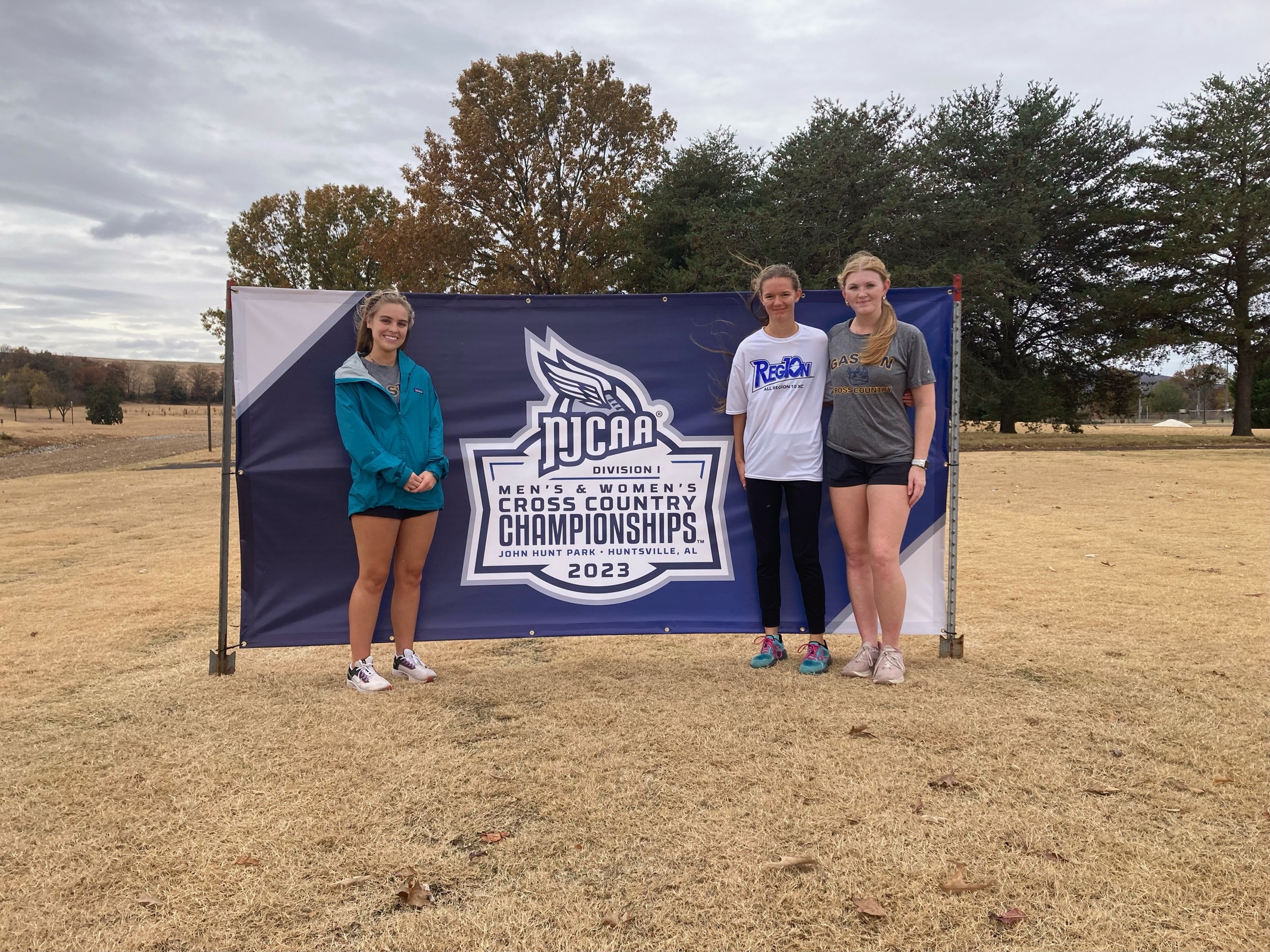 Gaston College freshmen Abigale Harris (left to right), Keirieonna Wilson and Abbygale King at last weekend's 2023 NJCAA national championships in Huntsville, Ala.