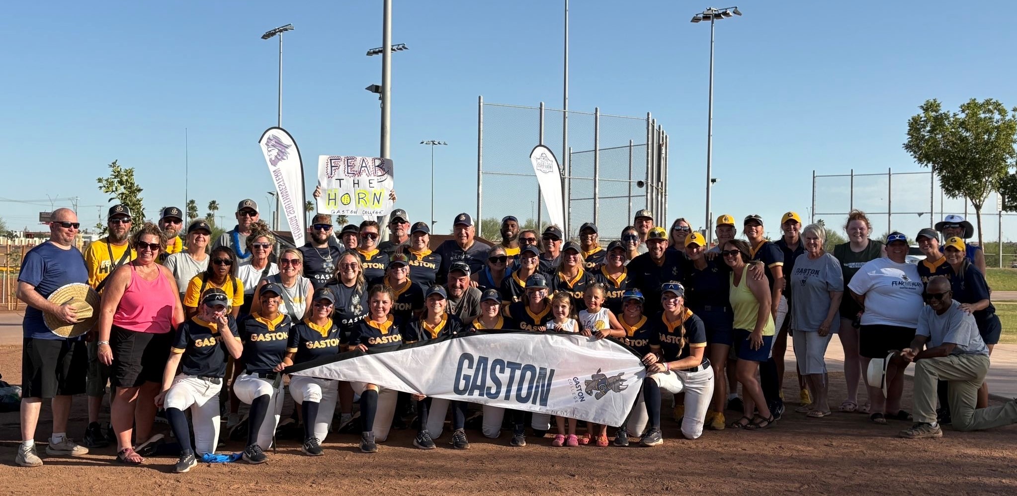 Gaston College's softball team and its fans during last week's NJCAA World Series in Yuma, Ariz.
